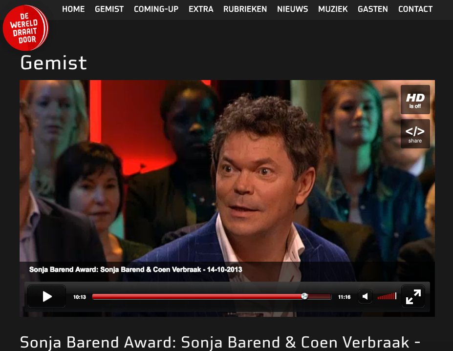 Coen Verbraak Sonja Barend Award De Wereld Draait Door