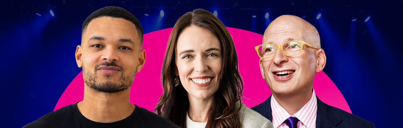 Steven Bartlett, Jacinda Ardern, and Seth Godin at Amsterdam Business Forum 2026